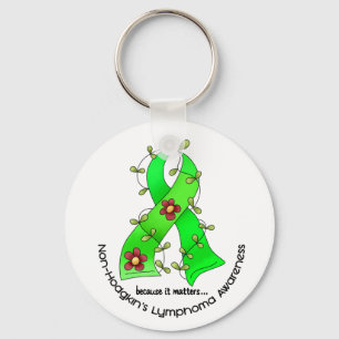 Lymphoma Awareness Non-Hodgkins FLOWER RIBBON 1 Keychain