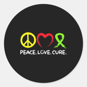 Lymphoma Awareness Peace Love Cure Classic Round Sticker
