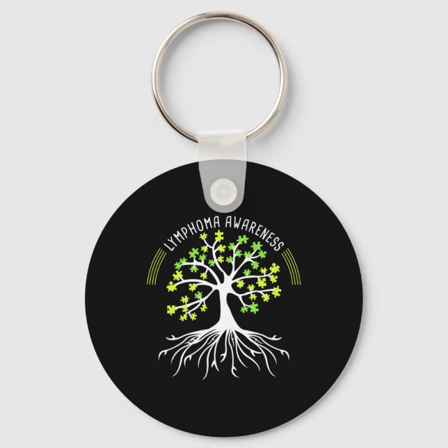Lymphoma Awareness Tree Puzzle  Keychain (Front)