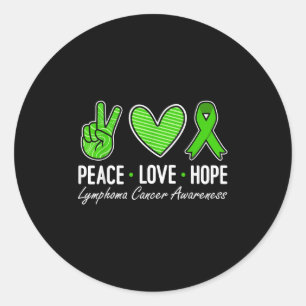 Lymphoma Cancer Awareness Green Ribbon Peace Love Classic Round Sticker