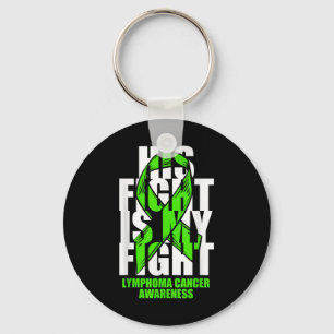 Lymphoma Cancer Awareness Lime Green Ribbon His Fi Keychain