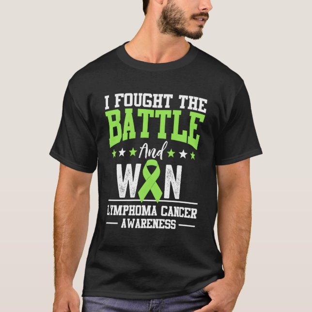 Lymphoma Cancer Awareness Survivor Lime Green Ribb T-Shirt (Front)