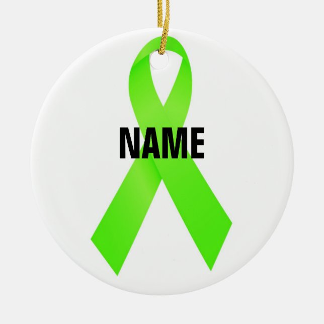 Lymphoma Cancer Memorial Ribbon Ceramic Ornament (Front)