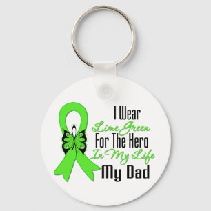 Lymphoma Cancer Ribbon My Hero My Dad Keychain