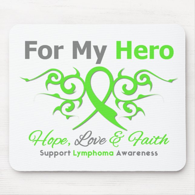 Lymphoma Cancer Tribal Ribbon Hero Mouse Pad (Front)