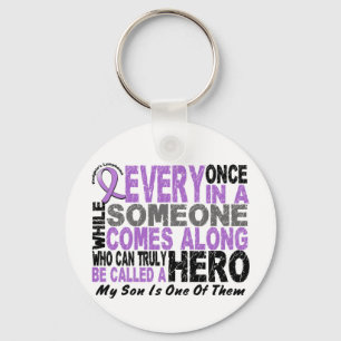 Lymphoma Hodgkin’s HERO COMES ALONG 1 Son Keychain