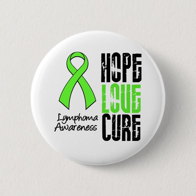 Lymphoma Hope Love Cure Ribbon 2 Inch Round Button (Front)
