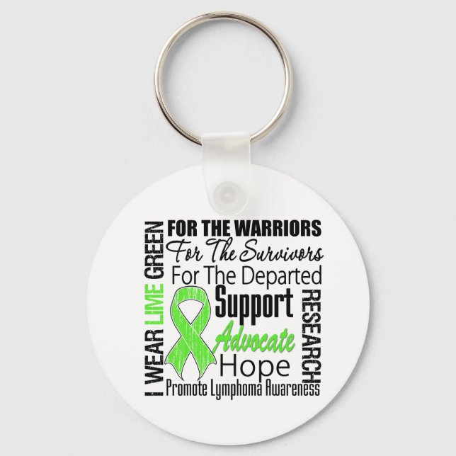 Lymphoma I Wear Lime Green Ribbon TRIBUTE Keychain (Front)