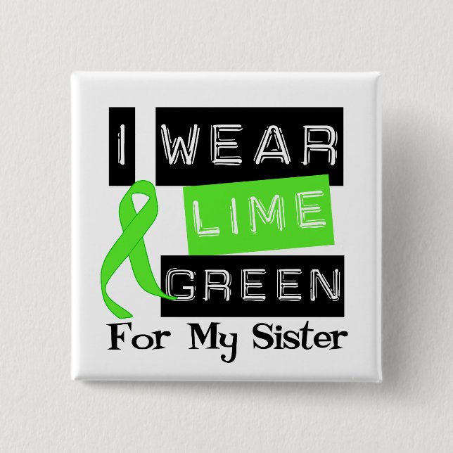 Lymphoma Lime Green Ribbon Sister 2 Inch Square Button (Front)