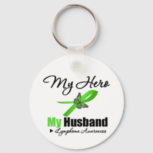 Lymphoma My Hero My Husband Keychain