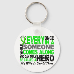 Lymphoma Non-Hodgkins HERO COMES ALONG 1 Wife Keychain