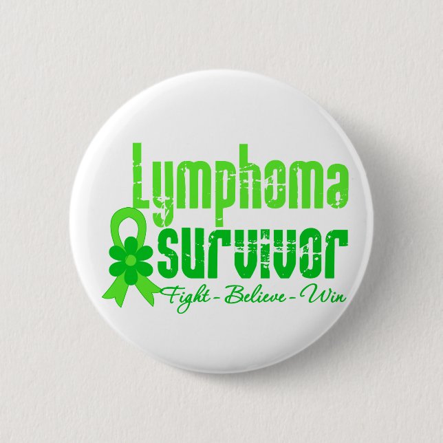 Lymphoma Survivor Flower Ribbon 2 Inch Round Button (Front)