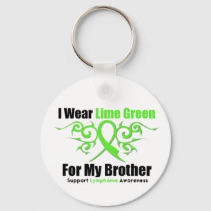 Lymphoma Tribal Ribbon For My Brother Keychain