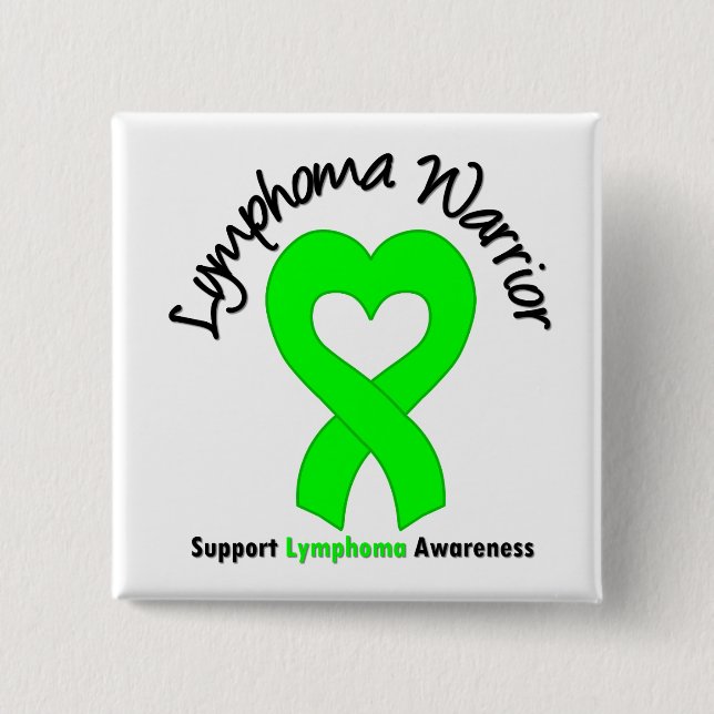 Lymphoma Warrior Heart 2 Inch Square Button (Front)