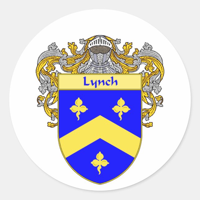 Lynch Coat of Arms (Mantled) Classic Round Sticker (Front)