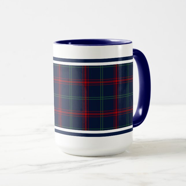 Lynch Tartan Pattern Navy Blue Irish Plaid Mug (Front Right)