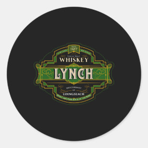 Lynch Whiskey Old Irish Family Names Whisky Brands Classic Round Sticker