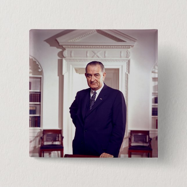 Lyndon B Johnson 2 Inch Square Button (Front)