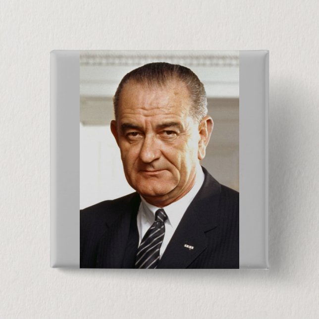 Lyndon B. Johnson 36 2 Inch Square Button (Front)