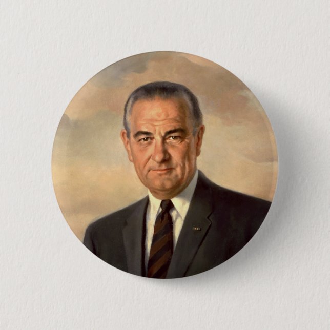 Lyndon Johnson Official Portrait 2 Inch Round Button (Front)