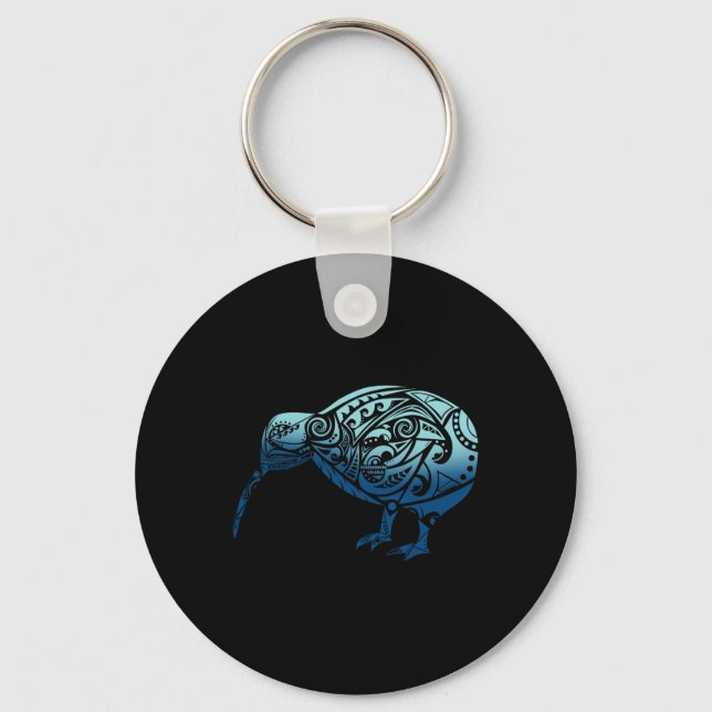 Lynesia Maori Kiwi Bird Ocean Blue New Zealand  Keychain (Front)