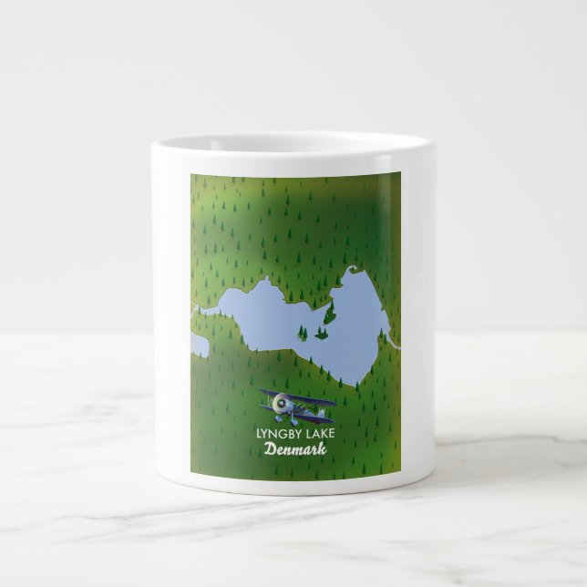 Lyngby Lake Denmark map Large Coffee Mug (Front)
