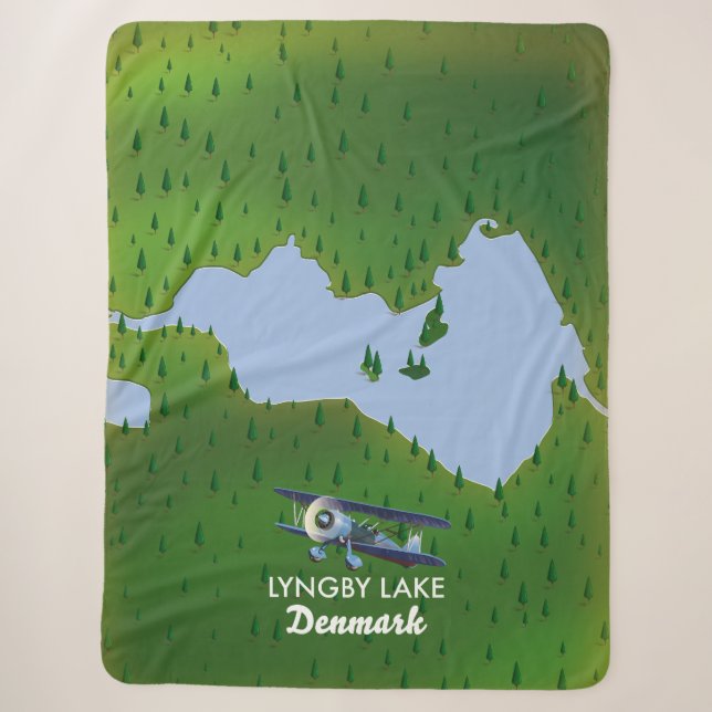 Lyngby Lake Denmark map Sherpa Blanket (Front)