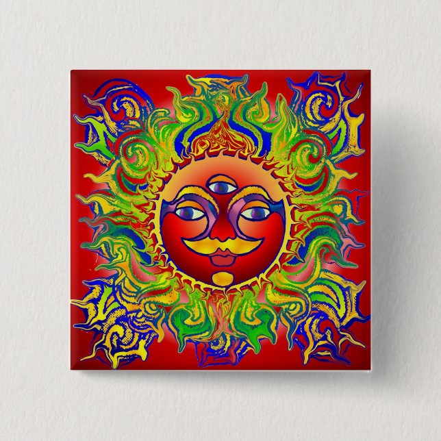 Lynn Chakra 2 Inch Square Button (Front)