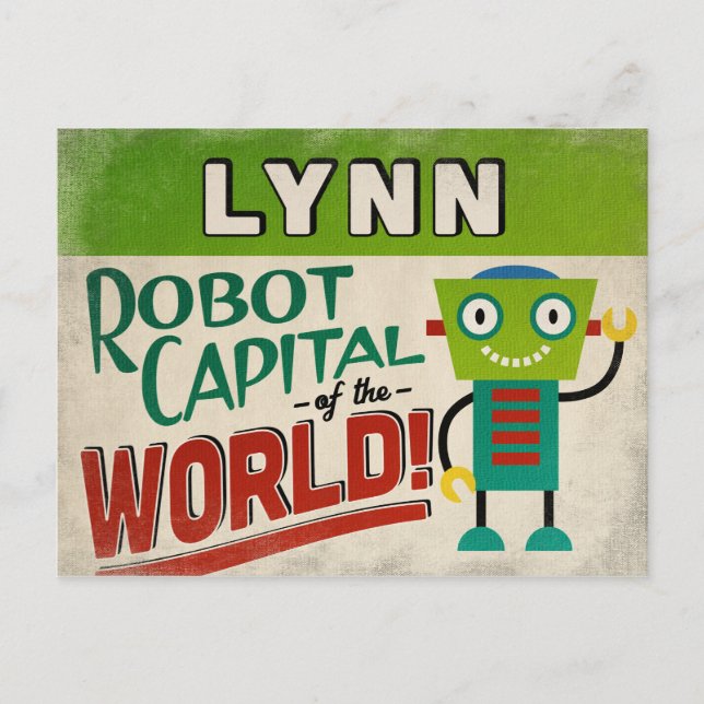 Lynn Massachusetts Robot - Funny Vintage Postcard (Front)