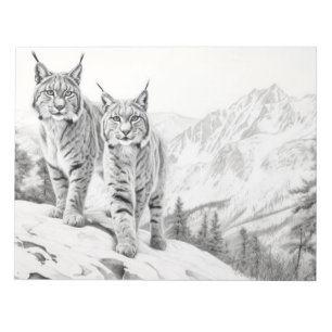 Lynx Animal Predator Wild Nature Ink Sketch Style Notepad