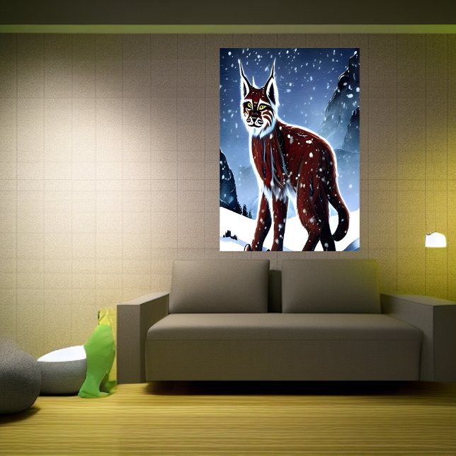 Lynx assise dans la neige | AI Art Poster (Créateur téléchargé)