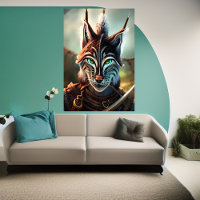 Lynx en vêtements vifs | AI Art Poster