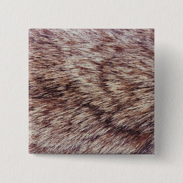 Lynx fur 2 inch square button (Front)