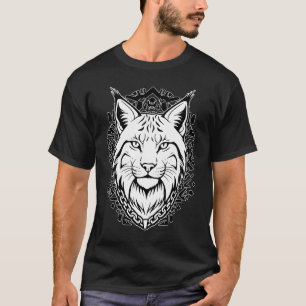 Lynx Head Minimalist Line Art Black and White  T-Shirt
