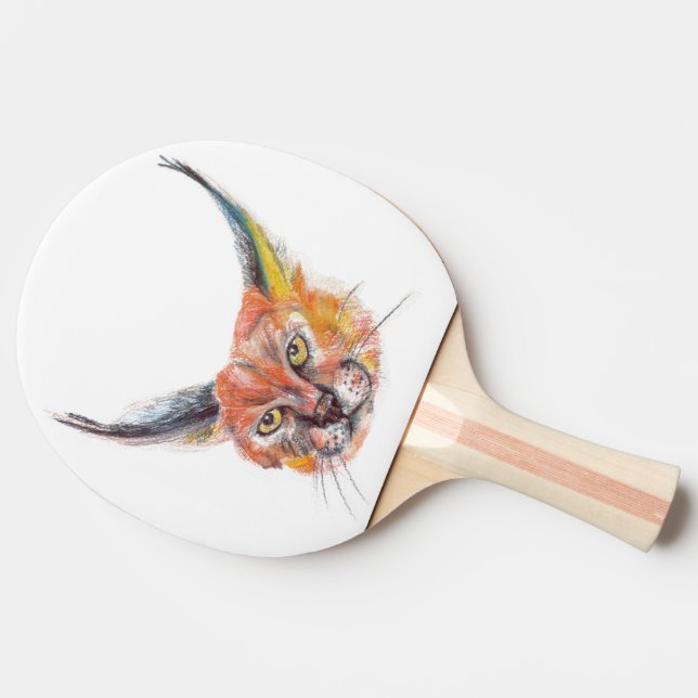 Lynx Ping Pong Paddle, Red Rubber Back Ping Pong Paddle (Side)