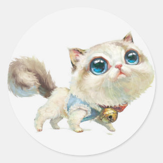 Lynx Point Siamese Cat Character Stickers- 6 Classic Round Sticker