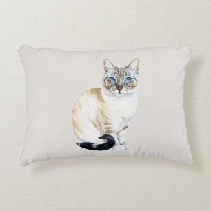 Lynx Point Siamese Cat Customizable Accent Pillow