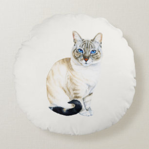 Lynx Point Siamese Cat Personalized Round Pillow
