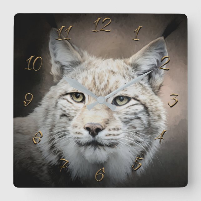 Lynx Square Wall Clock (Front)
