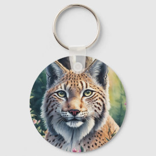 Lynx Watercolor Painting Keychain
