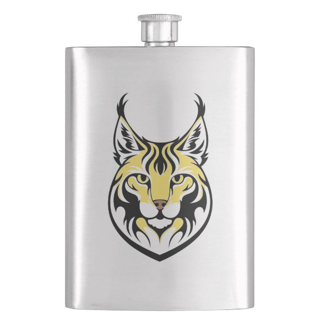 Lynx, wild cat hip flask (Front)