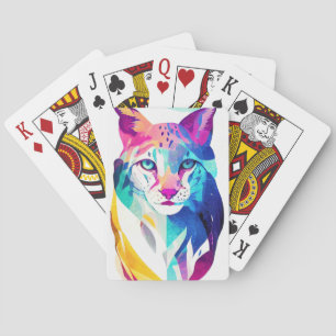 Lynx Wild Nature Animal Color Art Painting Playing Cards