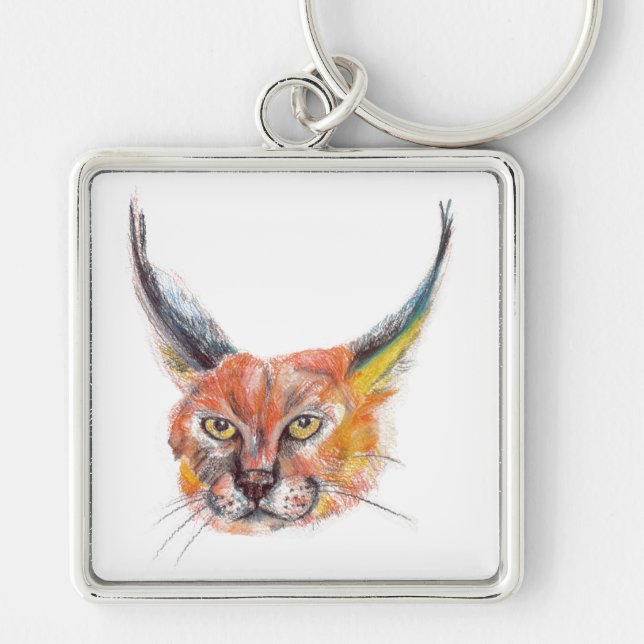 Lynx , wildlife drawing Key Ring (Front)