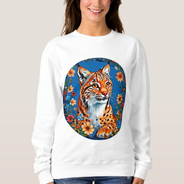 Lynx with vibrant orange fur sweatshirt (Front)