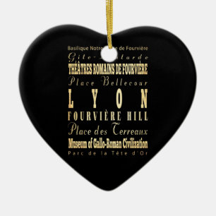 Lyon City of France Typography Art Ceramic Ornament