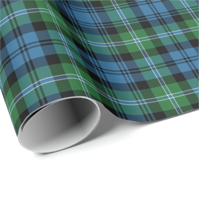 Lyon Clan Tartan Irish Plaid Pattern Wrapping Paper (Roll Corner)