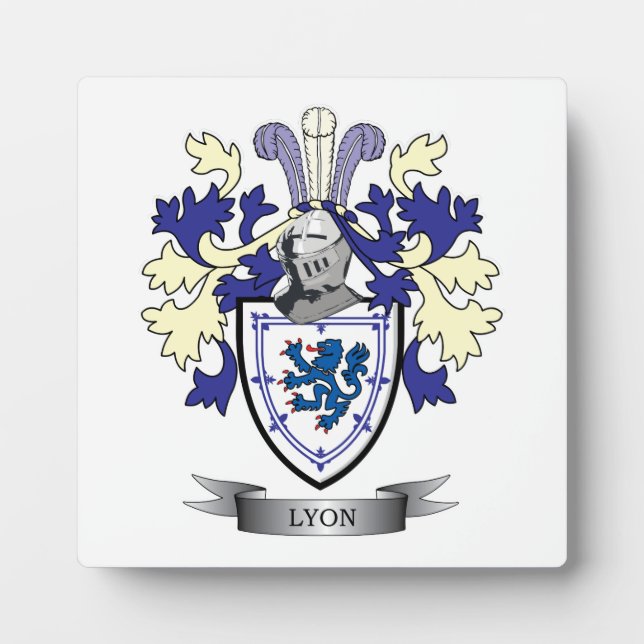 Lyon Family Crest Coat of Arms Plaque (Front)