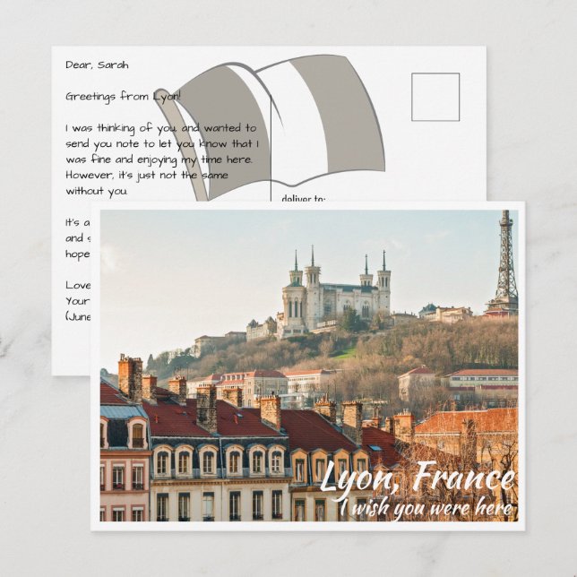Lyon France avec carte postale Basilique (Devant / Derrière)