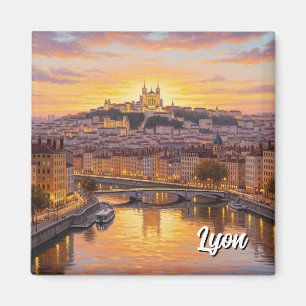 Lyon France Basilica Sunset Travel Magnet