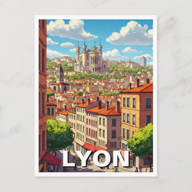 Lyon France Basilica Travel Postcard (Front)